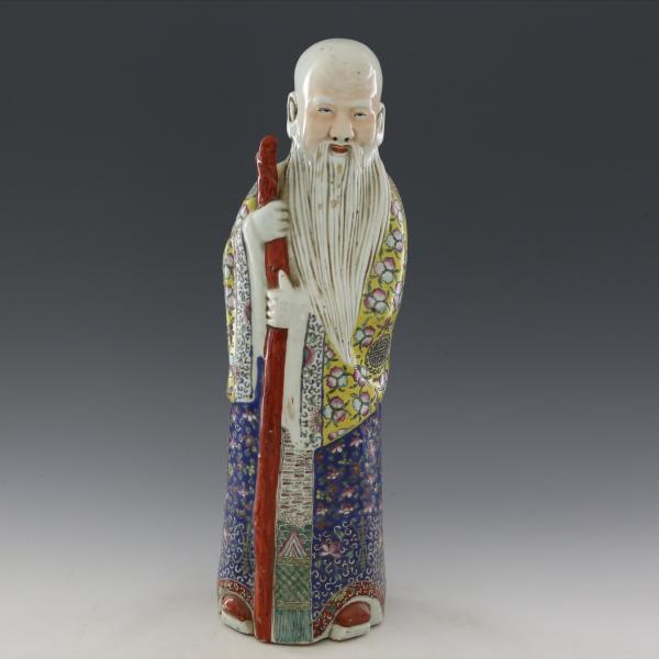 清代五彩瓷“寿星”塑像